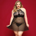 Сорочка бебі-дол JSY «Пристрасна Ліліт» Plus Size, Black, халтер, дрібна сітка, мереживо, стрінги - Фото №1