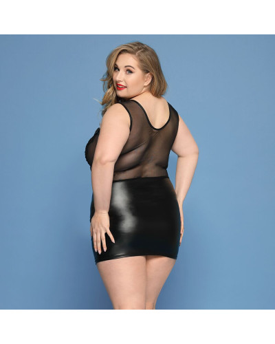 Елегантна сукня JSY «Леді Софія» Plus Size, black, дрібна сітка, вишивка, екошкіра - Фото №2
