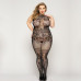 Кружевной бодистокинг JSY «Горячая Хейли» Plus Size, Black, халтер, имитация чулков, открытый доступ - Фото №1