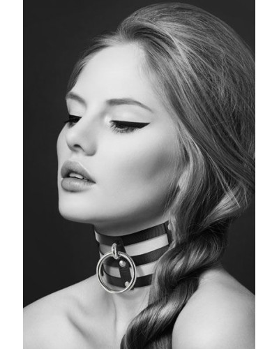 Чокер потрійний з кільцем для повідця Bijoux Pour Toi - FETISH, екошкіра - Фото №1