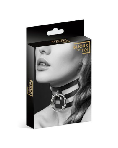 Чокер потрійний з кільцем для повідця Bijoux Pour Toi - FETISH, екошкіра - Фото №3