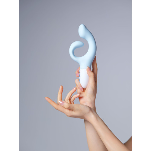 Вібратор-кролик для точки G KISTOY Big G Blue, вигнутий відросток, автоматичний підігрів