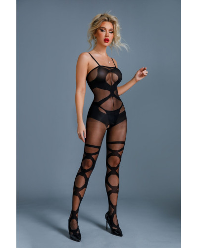 Бодістокінг Caprice Lingerie Model 11 One size Black, імітація панчіх, відкритий доступ - Фото №1