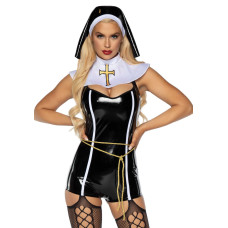 (SALE) Leg Avenue Vinyl Sinful Sister XS Black
