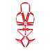 Портупея-тедди из ремней Leg Avenue Studded O-ring harness teddy S Red, экокожа - Фото №5