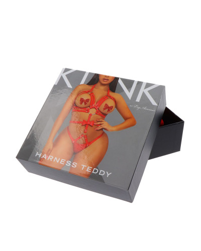 Портупея-тедди из ремней Leg Avenue Studded O-ring harness teddy S Red, экокожа - Фото №6