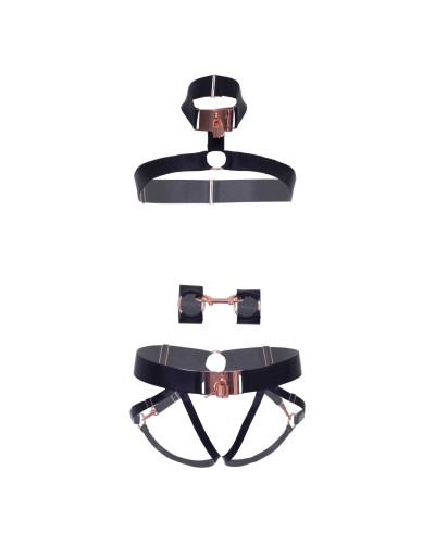 Комплект атласних ременів для бондажу Leg Avenue Satin elastic harness Set, One size, Black - Фото №5