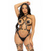 Портупея-тедді з екошкіри Leg Avenue Heart ring harness teddy L, Black, підвіска-сердечко, ланцюги - Фото №4