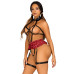 BDSM-костюм ученицы Leg Avenue Harness teddy & skirt L Black, портупея, мини-юбка, экокожа - Фото №3