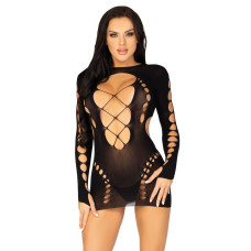 (SALE) Безшовна мінісукня Leg Avenue Long sleeve cut out mini dress One size Black
