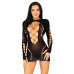 (SALE) Безшовна мінісукня Leg Avenue Long sleeve cut out mini dress One size Black - Фото №1