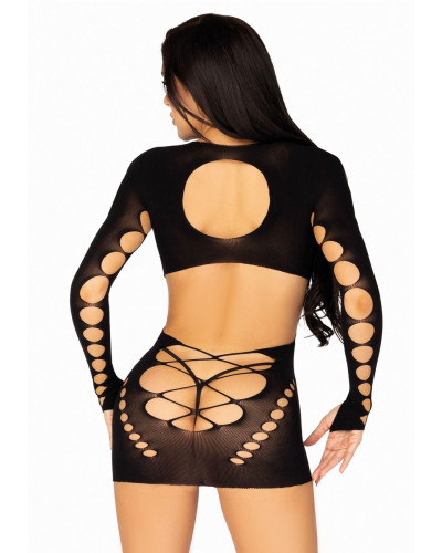 (SALE) Безшовна мінісукня Leg Avenue Long sleeve cut out mini dress One size Black - Фото №2