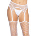 Чулки-сетка Leg Avenue Net stockings with garter belt One size White, пояс, подвязки - Фото №5