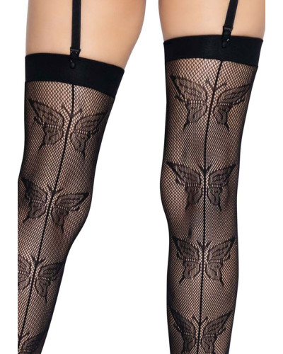 Панчохи-сітка зі швом ззаду Leg Avenue Butterfly back seam this highs One size Black - Фото №4