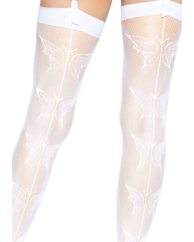 Чулки-сетка со швом сзади Leg Avenue Butterfly back seam thigh highs One size White - Фото №4
