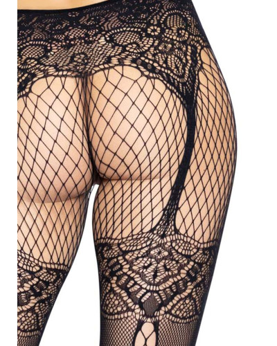 Колготки Leg Avenue Fishnet tights with back seam One size Black, задній шов, мереживо, сітка - Фото №4