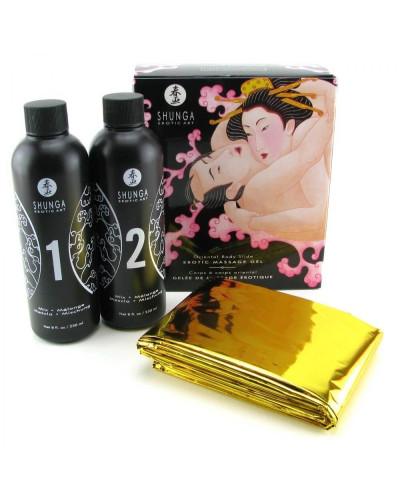 Гель для NURU масажу Shunga Oriental Body-to-Body – Sparkling Strawberry Wine плюс простирадло - Фото №1