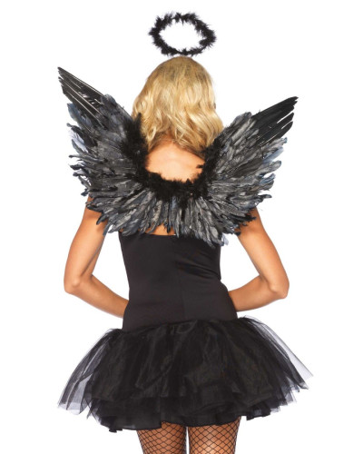 (SALE) Крила чорного ангела Leg Avenue Angel Accessory Kit Black, крила, німб - Фото №2