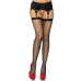 Чулки-сетка со швом Leg Avenue Fishnet thigh highs with bow One size Black, декор: бантики, стразы - Фото №1