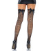 Чулки-сетка со швом сзади Leg Avenue Bow back seam thigh highs One size Black, атласный бант - Фото №3