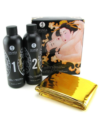 Гель для NURU масажу Shunga Oriental Body-to-Body – Melon Mango (2 x 225 мл) плюс простирадло - Фото №1