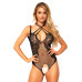 Тедді з відкритим доступом Leg Avenue Net lace crotchless teddy One size Black, шнурівка на спині - Фото №1