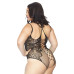 SO8609 Тедди с открытым доступом Leg Avenue Net and lace crotchless teddy 1X–2X Black, шнуровка на с - Фото №2