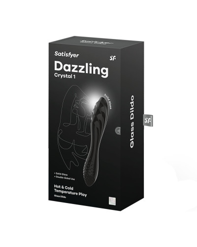 Двосторонній скляний дилдо Satisfyer Dazzling Crystal 1 Black, дуже міцний, без стопера - Фото №5