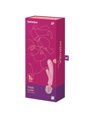 Вібратор-кролик з вібромасажером Satisfyer Triple Lover Pink, 3 мотори - Фото №6