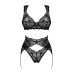 Комплект білизни Obsessive Donna Dream 3-pcs set M/L Black, бюстгальтер, стрінги, пояс для панчіх - Фото №3
