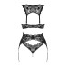 Комплект білизни Obsessive Donna Dream 3-pcs set M/L Black, бюстгальтер, стрінги, пояс для панчіх - Фото №4