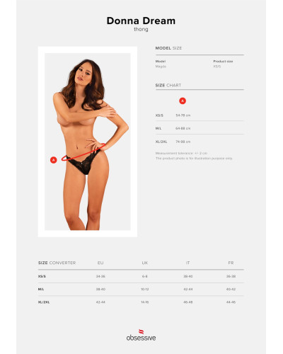 Мереживні стрінги Obsessive Donna Dream thong M/L Black, низька посадка - Фото №5