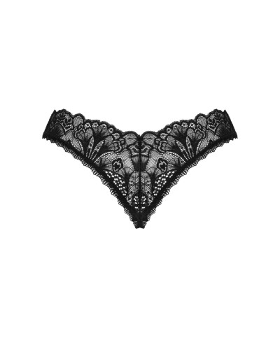 Кружевные стринги Obsessive Donna Dream crotchless thong M/L Black, открытый доступ - Фото №4
