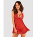 Прозрачная сорочка бэби-долл Obsessive Lacelove babydoll & thong XL/2XL Red, кружево, стринги - Фото №1