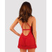 Прозрачная сорочка бэби-долл Obsessive Lacelove babydoll & thong XL/2XL Red, кружево, стринги - Фото №2