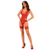 Прозрачный корсет Obsessive Lacelove corset M/L Red, кружево, подвязки для чулок - Фото №1