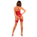 Прозрачный корсет Obsessive Lacelove corset M/L Red, кружево, подвязки для чулок - Фото №2