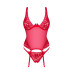 Прозрачный корсет Obsessive Lacelove corset M/L Red, кружево, подвязки для чулок - Фото №3