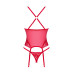Прозрачный корсет Obsessive Lacelove corset M/L Red, кружево, подвязки для чулок - Фото №4