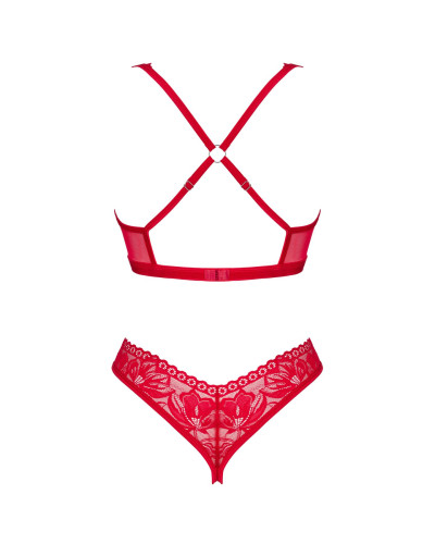 Комплект білизни Obsessive Lacelove cupless 2-pcs set XL/2XL Red, відкритий доступ, відкриті груди - Фото №4