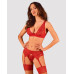Комплект білизни Obsessive Lacelove cupless 3-pcs set XL/2XL Red, бюстгальтер, стрінги, пояс для пан - Фото №1