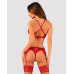 Комплект білизни Obsessive Lacelove cupless 3-pcs set XL/2XL Red, бюстгальтер, стрінги, пояс для пан - Фото №2