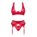 Комплект білизни Obsessive Lacelove cupless 3-pcs set XL/2XL Red, бюстгальтер, стрінги, пояс для пан - Фото №3