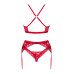 Комплект білизни Obsessive Lacelove cupless 3-pcs set XL/2XL Red, бюстгальтер, стрінги, пояс для пан - Фото №4
