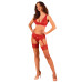 Комплект білизни Obsessive Lacelove cupless 3-pcs set XL/2XL Red, бюстгальтер, стрінги, пояс для пан - Фото №6