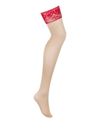 Панчохи під пояс із широким мереживом Obsessive Lacelove stockings XL/2XL - Фото №3