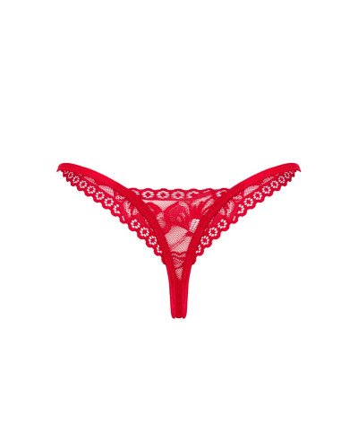 Мереживні стрінги Obsessive Lacelove thong XS/S Red, низька посадка - Фото №4