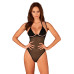 Прозрачное боди Obsessive Selinne teddy XS/S Black, мелкая сетка, двойные бретели - Фото №1