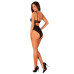 Прозрачное боди Obsessive Selinne teddy XS/S Black, мелкая сетка, двойные бретели - Фото №7
