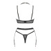 Комплект білизни Obsessive Selinne 3-pcs set M/L Black, бюстгальтер, стрінги пояс для панчіх - Фото №4